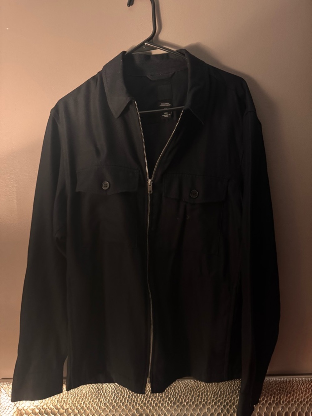 H&M Navy Lightweight Zip-Up Shirt Jacket